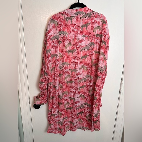 Jane And Delancey Women's Long sleeve Tunic Top Size L Cheetah Button Up #1622 - Picture 8 of 11